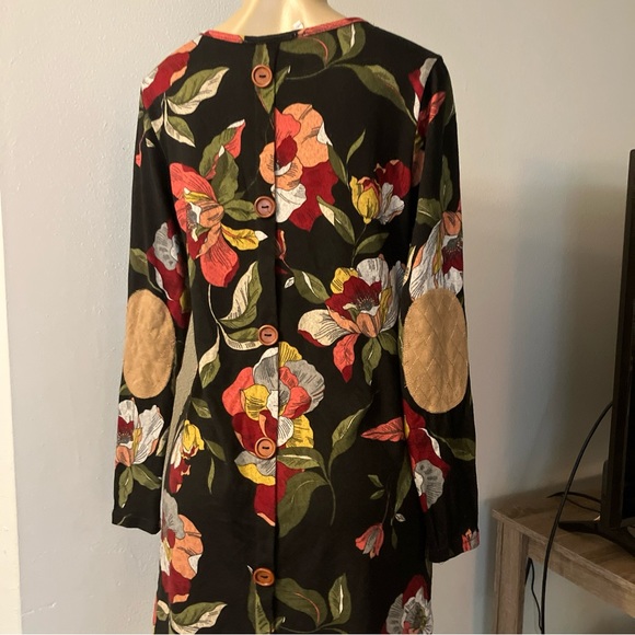 Available Angela Fashion Floral Cardigan S Elbow Pad Back Buttons Details Pocket - Picture 5 of 10